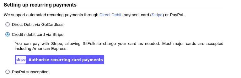 Button to redirect to Stripe to add a card